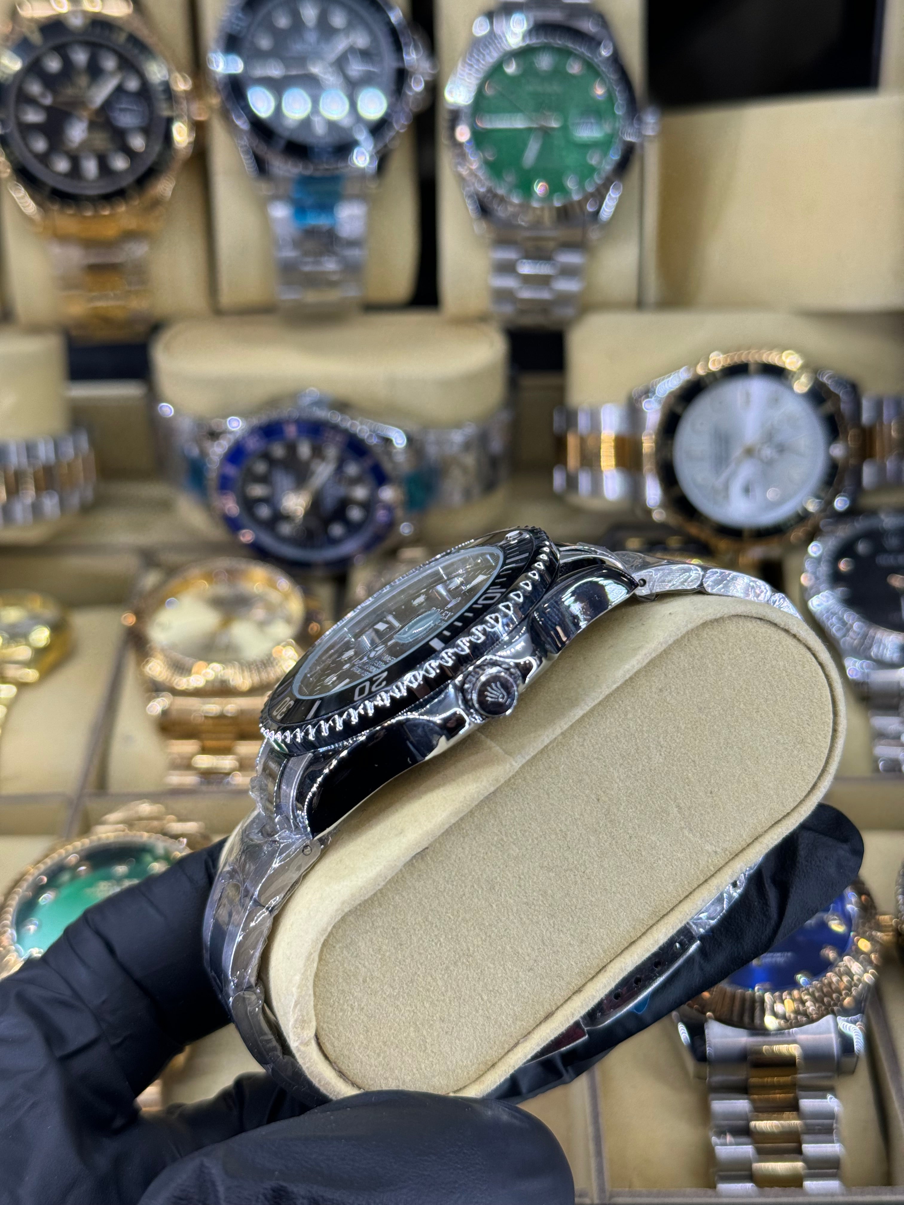 Rolex Submariner Ασήμι￼ Μπρασελέ με Μαύρη Πλάκα